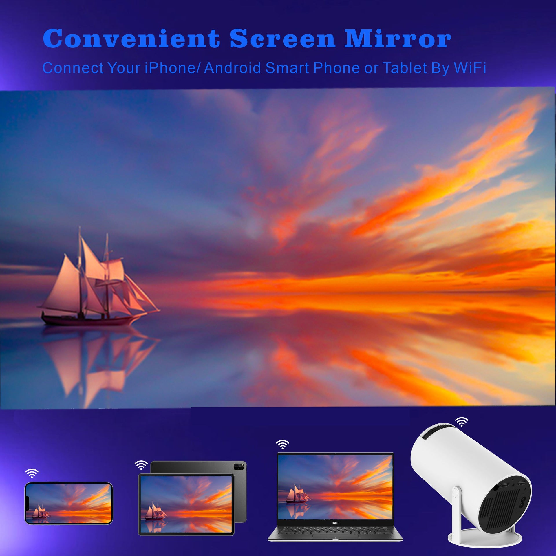 Screen Mirroring on Halloween Smart Mini Projector